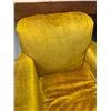 Image 3 : Vintage MCM Mustard Velvet Armchair with Wood Accents