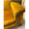 Image 6 : Vintage MCM Mustard Velvet Armchair with Wood Accents