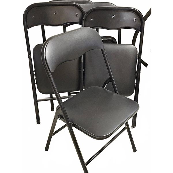 4 Black Metal Folding Chairs