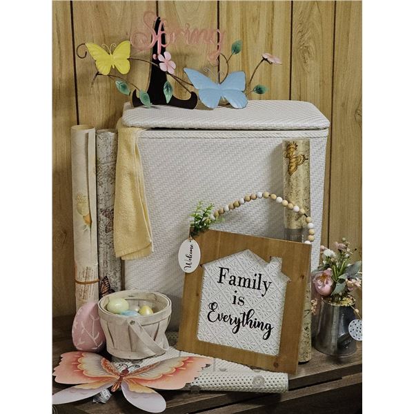Spring Decor Bundle With Hamper and Towels