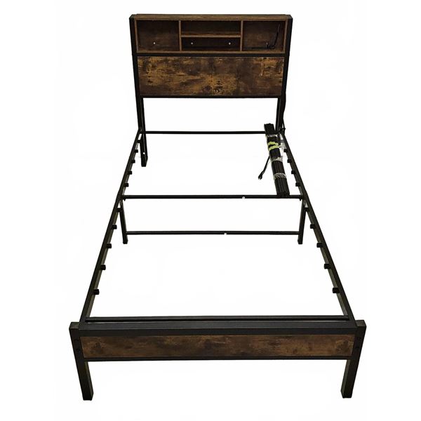 Metal and Wood Twin Bed Frame with Storage in Like New Condition