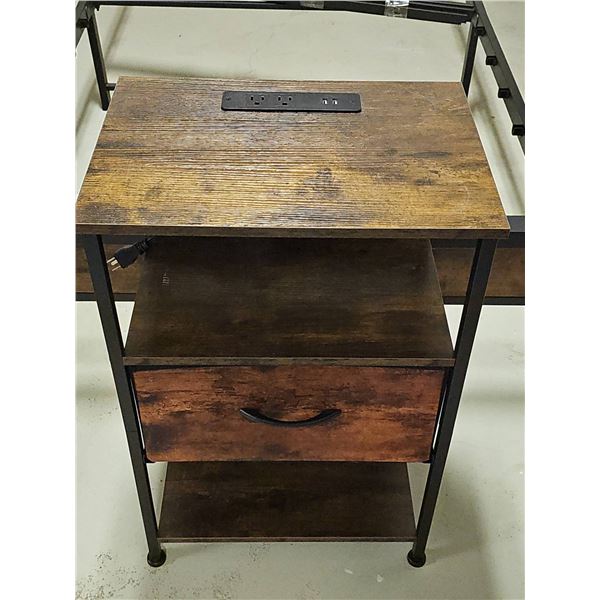 Wood and Metal Nightstand with Power Outlets Like New Condition