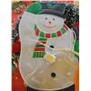 Image 10 : Christmas Decor Lot: Snowman Blow mold small.  Artificial Wreath, Tree Skirt Vintage
