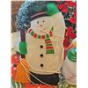 Image 5 : Christmas Decor Lot: Snowman Blow mold small.  Artificial Wreath, Tree Skirt Vintage