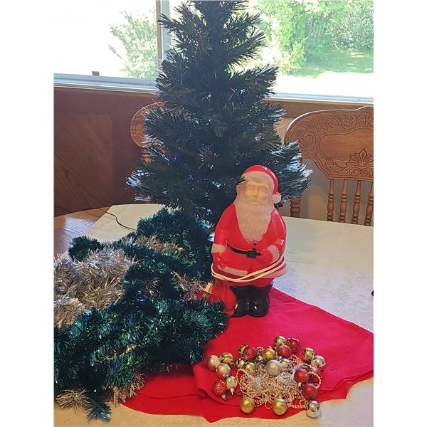 Artificial Christmas Tree with Vintage Santa and Decorations