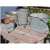 Image 1 : Four Galvanized Metal Utility Buckets