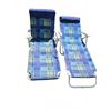 Image 2 : 2 Blue Plaid Folding Outdoor Lounge Chairs