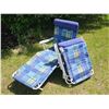 Image 5 : 2 Blue Plaid Folding Outdoor Lounge Chairs