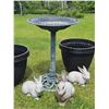 Image 4 : Garden Bird Bath with Two Planters and Three Decorative Bunny Figures