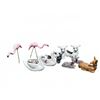 Image 2 : Vintage Garden Animal Ornament Lot Including Swans, Flamingos, Lambs, Deer, and Owl