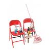 Image 2 : Red Folding Chairs, Three Garden Gnomes, Rake, and Garden Decor Sign