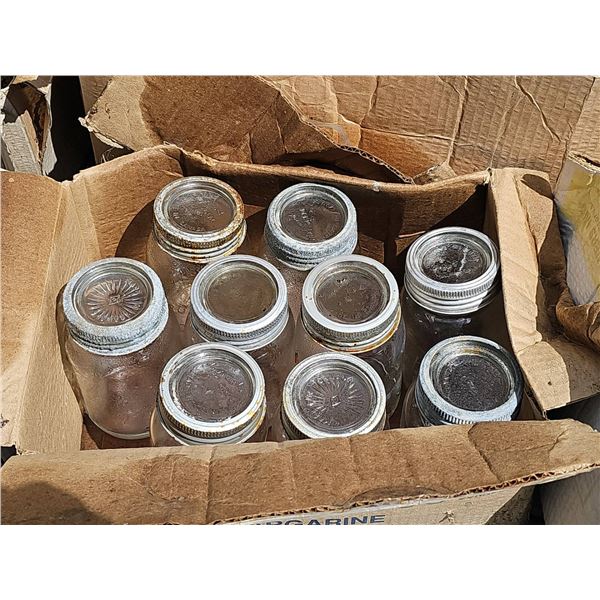 Vintage Glass Canning Jars with Metal Lids