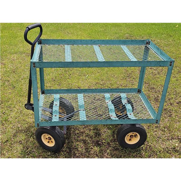 Two-Tier Heavy-Duty Metal Mesh Utility Garden Cart