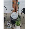 Image 4 : Outdoor Garden Decor Lot With Metal Chairs, Solar Lights, Ornaments
