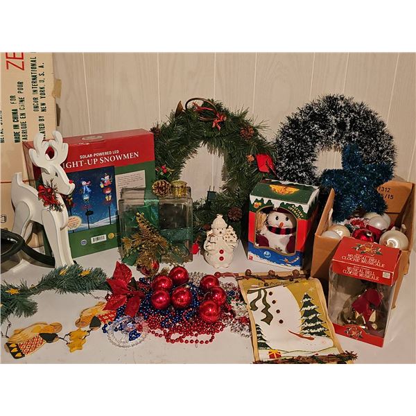 Christmas Decorations Including Artificial Tree and Wreaths
