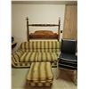 Image 1 : Living Room Group: Couch, Ottoman, 4 Vinyl Chairs, Wooden Headboard