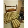 Image 2 : Living Room Group: Couch, Ottoman, 4 Vinyl Chairs, Wooden Headboard