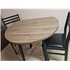 Image 3 : Drop-Leaf Dining Table With Two Black Metal Chairs-Like New Condition