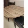 Image 4 : Drop-Leaf Dining Table With Two Black Metal Chairs-Like New Condition