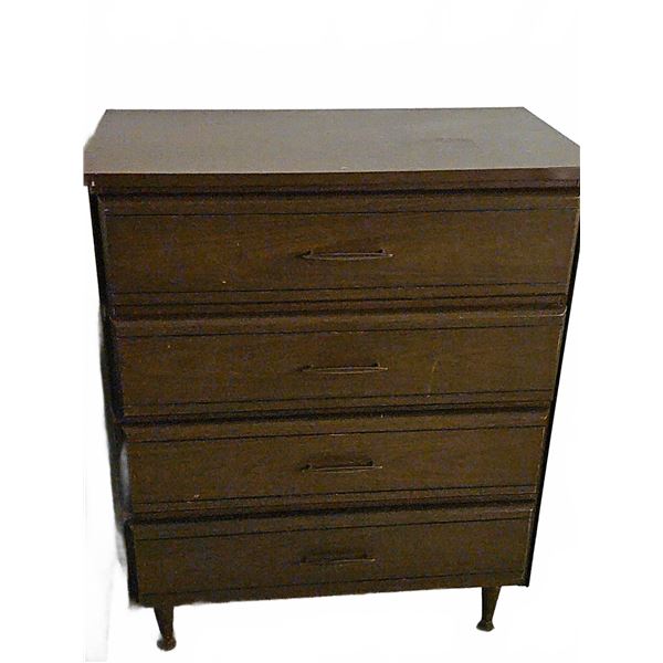 Four-Drawer Wooden Dresser with Brass Handles