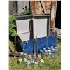 Image 1 : Vintage Blue Metal Steamer Trunk with Vintage  Mason Jars More!