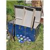 Image 4 : Vintage Blue Metal Steamer Trunk with Vintage  Mason Jars More!