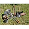 Image 1 : Eclectic Lot! Includes Metal Buckets, Philips Radio Cassette, Camp Tools, Vintage Window and Table