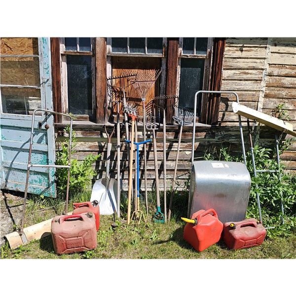 Yard Tools, Fuel Cans, Lawn Roller Lot