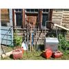 Image 1 : Yard Tools, Fuel Cans, Lawn Roller Lot
