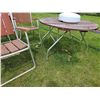 Image 5 : 7-Piece Patio Furniture Set with Slatted Wood and Metal Frames