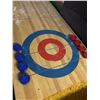 Image 6 : Vintage 1970s Shuffleboard Table Game With Blue and Red Pucks with Dart Board and Darts