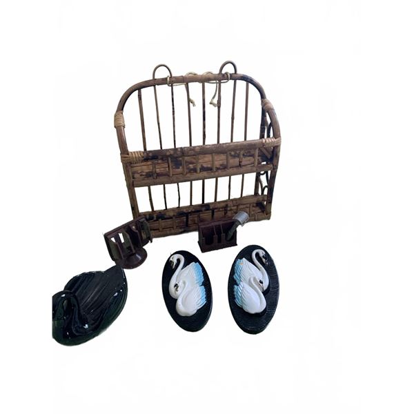 Swan Decor, Rattan Mail Holder and Desk Organisers
