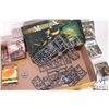 Image 4 : Tray lot of Malifaux gaming pieces including paintable plastic and metal gaming figures, boxed cards