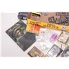 Image 5 : Tray lot of Malifaux gaming pieces including paintable plastic and metal gaming figures, boxed cards