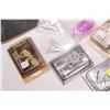 Image 7 : Tray lot of Malifaux gaming pieces including paintable plastic and metal gaming figures, boxed cards