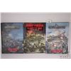 Image 1 : Three Flames of War hardcover gaming books including "Grey Wolf", "The World War II Miniatures Game"