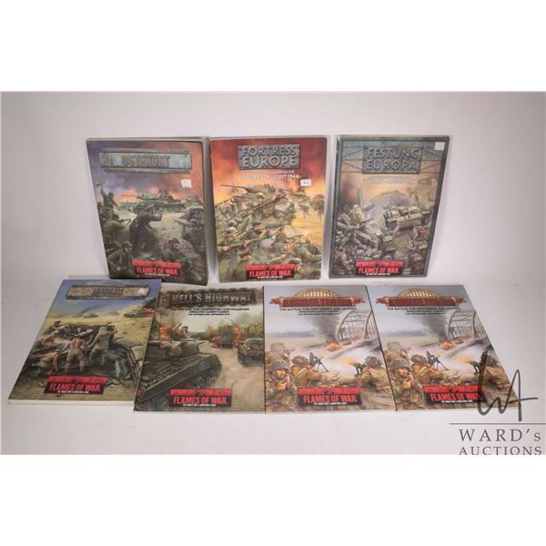 Seven softcover Flames of War gaming books