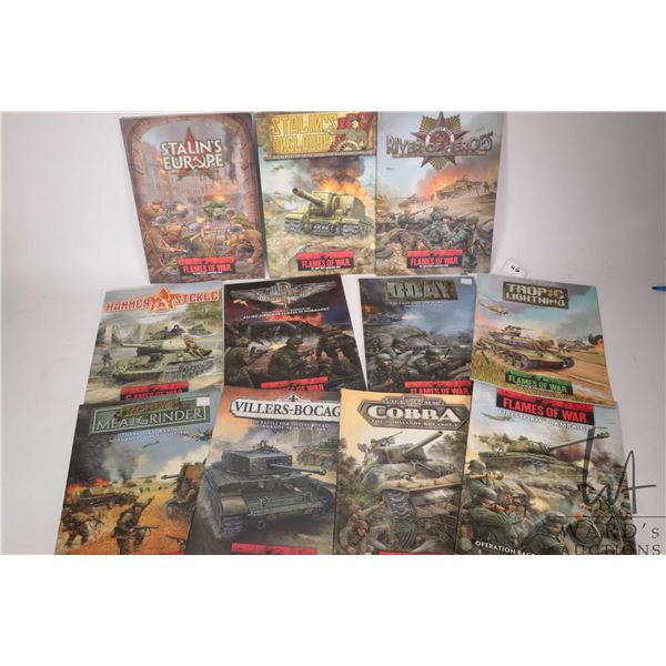 Eleven soft cover Flames of War gaming books