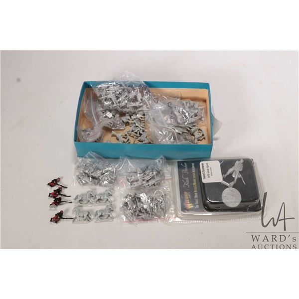 Large selection of metal miniatures including 28mm Warlord Games Black Powder soldier, appears to be