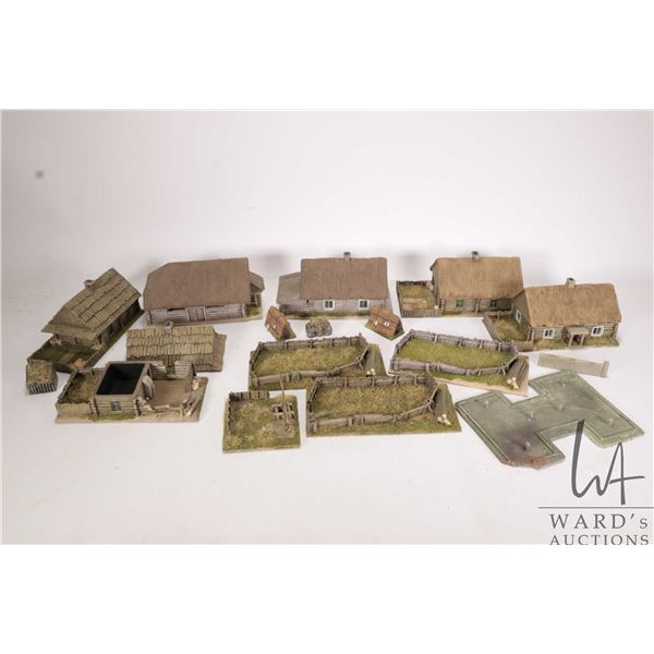 Selection of painted resin/ plastic buildings for gaming