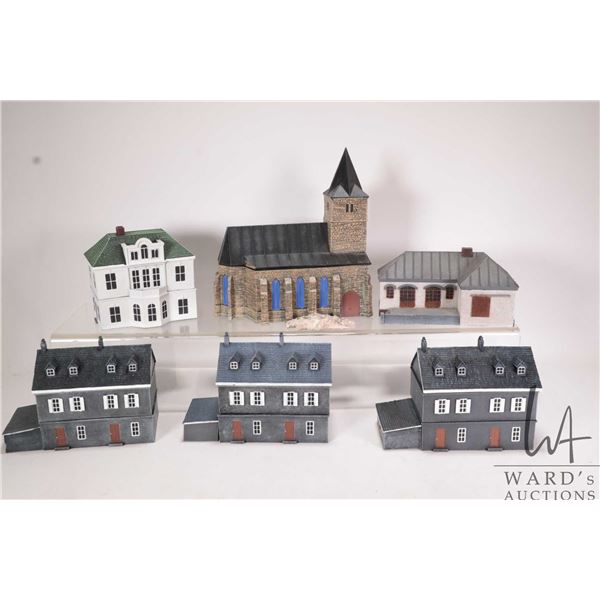 Six resin European buildings for gaming including Medieval church etc.
