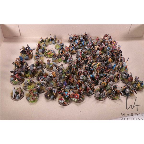 Large selection of what appears to be 15mm Dark Ages Viking warriors including mounted men, men with