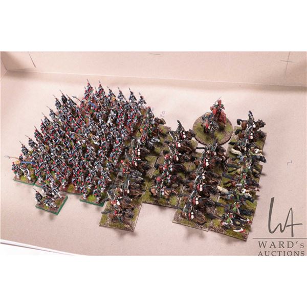 Large selection of what appears to be 15mm French Chasseur a Cheval and marching Napoleonic infantry