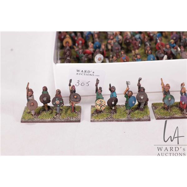 Large selection of what appears to be 15mm Viking and Saxon warriors including longbow men, pikemen