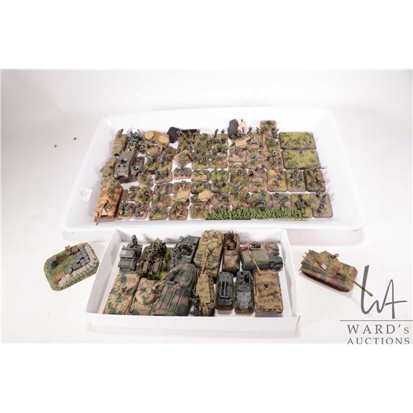 Large selection of what appears to be 15mm WWII military models including tanks and infantry men, ea