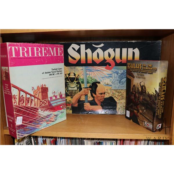 Three board games including "Zulus on the Rampart! The Battle of Rorke's Drift-2nd Edition", MB Game
