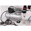 Image 2 : AS18-2 1/6 HP portable air compressor with attached air brush, compressor tested and working, airbru