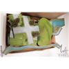 Image 2 : Two boxes containing a large selection of tabletop terrain including roads, rivers, grass mounts etc