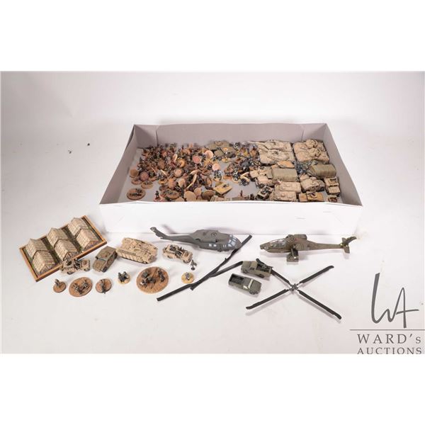 Large selection of what appears to be 15mm Korean war military figures, huts, helicopters etc. Many 