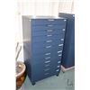 Image 1 : Two Ikea brand "Alex" six drawer storage cabinets, blue in colour, one with castors